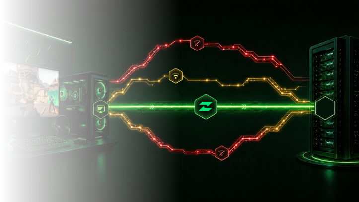 LagZapper route optimization between a gaming PC and game servers